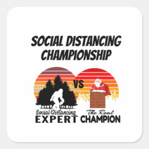 Social Distancing Championship - Yeti Santa Claus Square Sticker