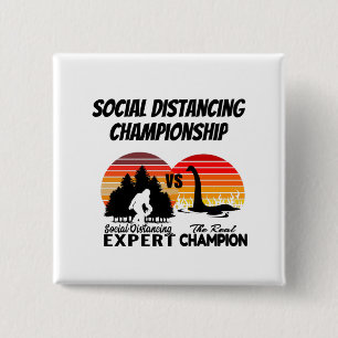 Social Distancing Championship - Yeti Vs Nessie 2 Inch Square Button