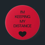 Social distancing colour code red 3 inch round button<br><div class="desc">Social distancing colour-coded red button to help you feel safe and comfortable with your social interactions and let others know what level of social distancing you are comfortable with. The customizable text reads "I'M KEEPING MY DISTANCE". Matching items and instruction signs are available in my "Social distance, face mask and...</div>
