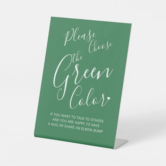 Social distancing colour green wedding instruction pedestal sign (Front)