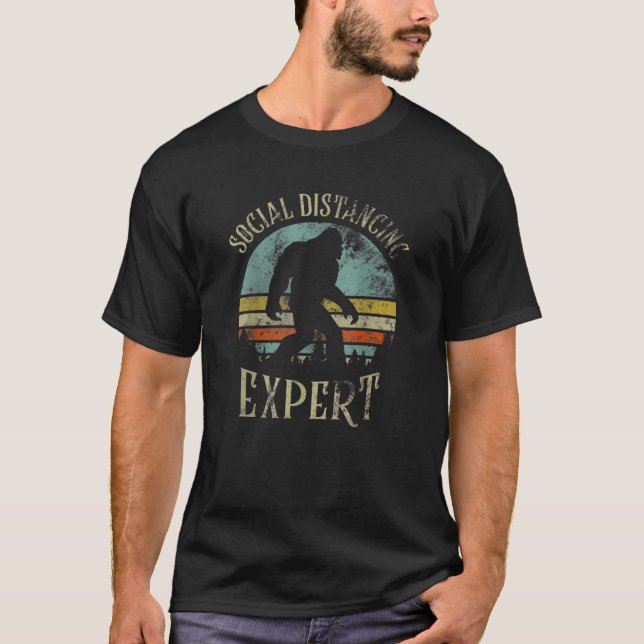 Social Distancing Expert Bigfoot Sasquatch Yeti  T-Shirt (Front)