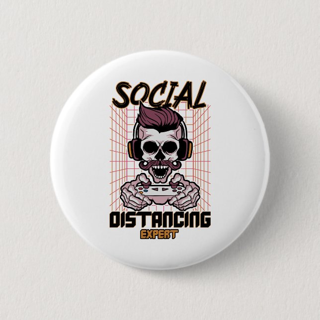 Social distancing expert gaming design 2 inch round button (Front)
