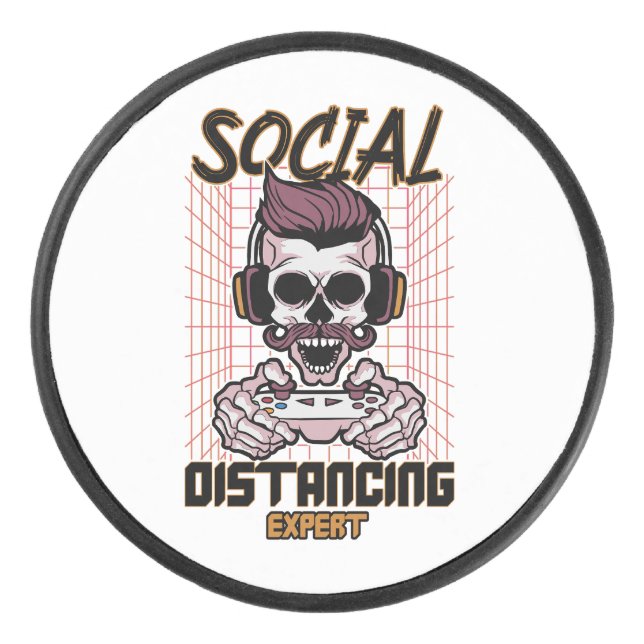 Social distancing expert gaming design hockey puck (Front)