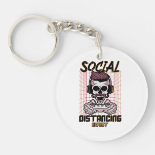 Social distancing expert gaming design keychain