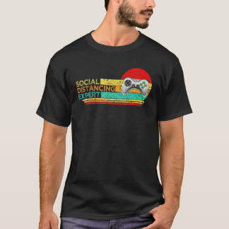 Social Distancing Expert Gaming Vintage Video Game T-Shirt