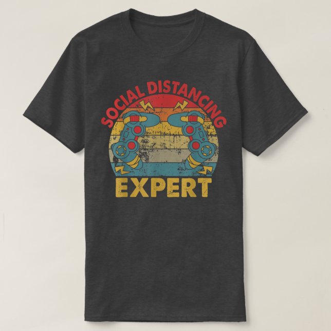 Social Distancing Expert Video Game Player Console T-Shirt (Design Front)