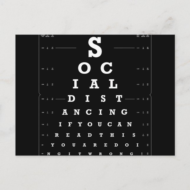 Social Distancing Eye Test dark version Postcard (Front)