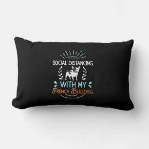 Social Distancing French Bulldog Lover Gift Lumbar Pillow