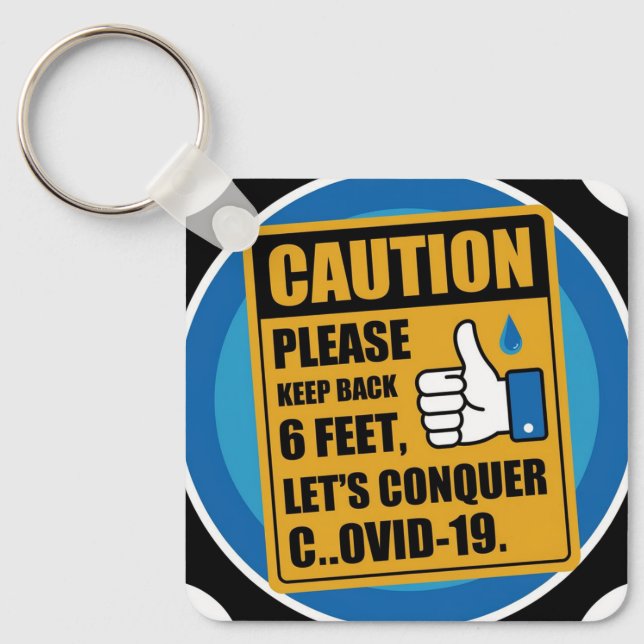 Social Distancing Keychain – Keep Back 6 Feet, Con (Front)