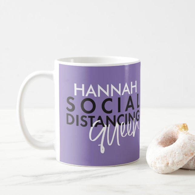 Social distancing queen modern typography design coffee mug (With Donut)
