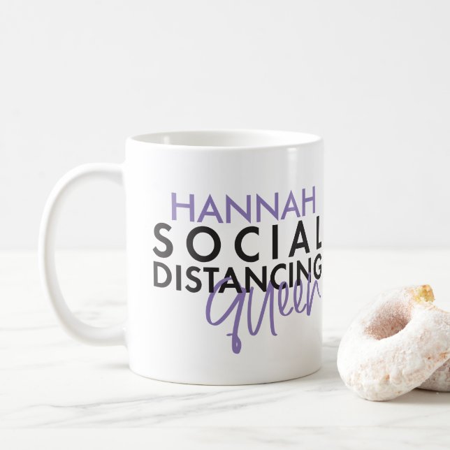 Social distancing queen modern typography design coffee mug (With Donut)