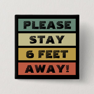 Social Distancing Retro Color Blocking 2 Inch Square Button