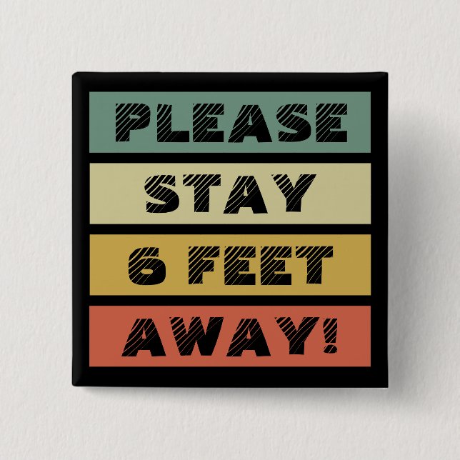 Social Distancing Retro Colour Blocking 2 Inch Square Button (Front)