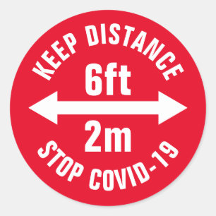 Social Distancing Safety Sign Corona Virus Covid19 Classic Round Sticker