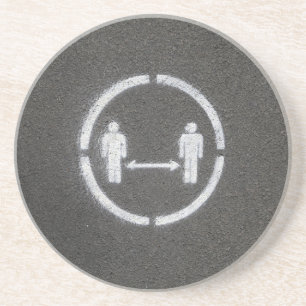 Social distancing sign coaster