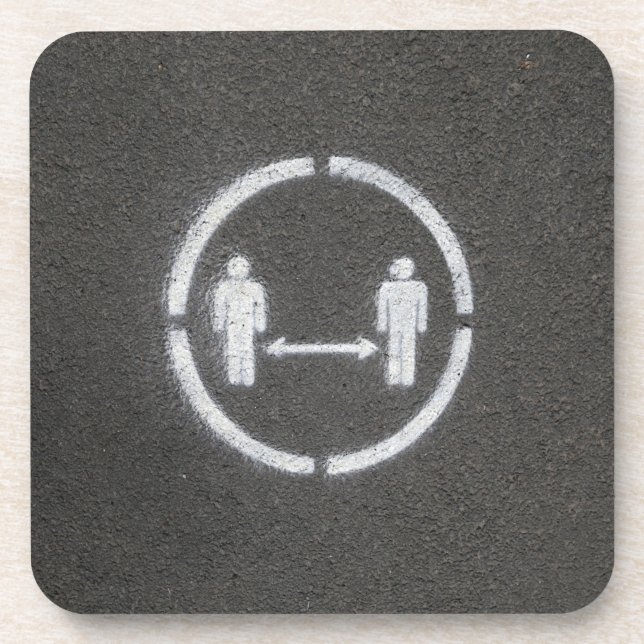 Social distancing sign coaster (Front)