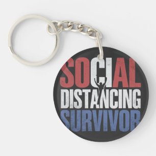 Social Distancing Survivor  Keychain