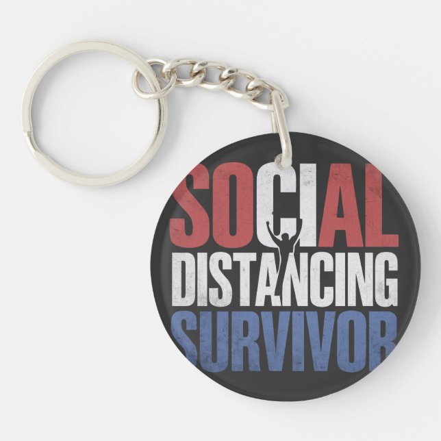 Social Distancing Survivor  Keychain (Front)