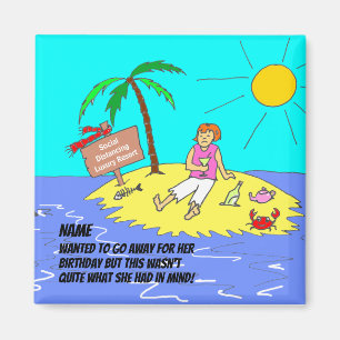 Social Distancing Woman Desert Island Birthday Magnet