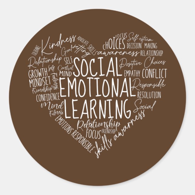 Social Emotional Learning Heart Counselor Teacher Classic Round Sticker (Front)