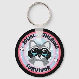 Social Gathering Survivor Funny Raccoon Keychain
