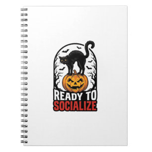 Social Halloween Cat Spooky Party Humour Design_1 Notebook