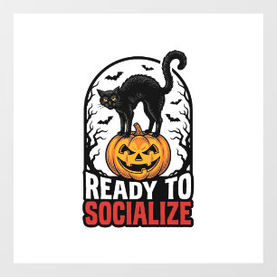 Social Halloween Cat Spooky Party Humour Design_1 Window Cling