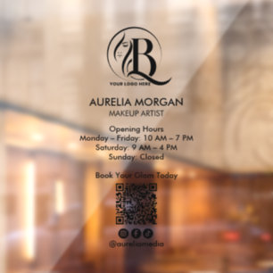 Social Icon Qr Code Makeup Artist Opening Hours  Window Cling