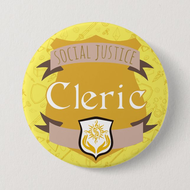 Social Justice Class Button: Cleric 3 Inch Round Button (Front)