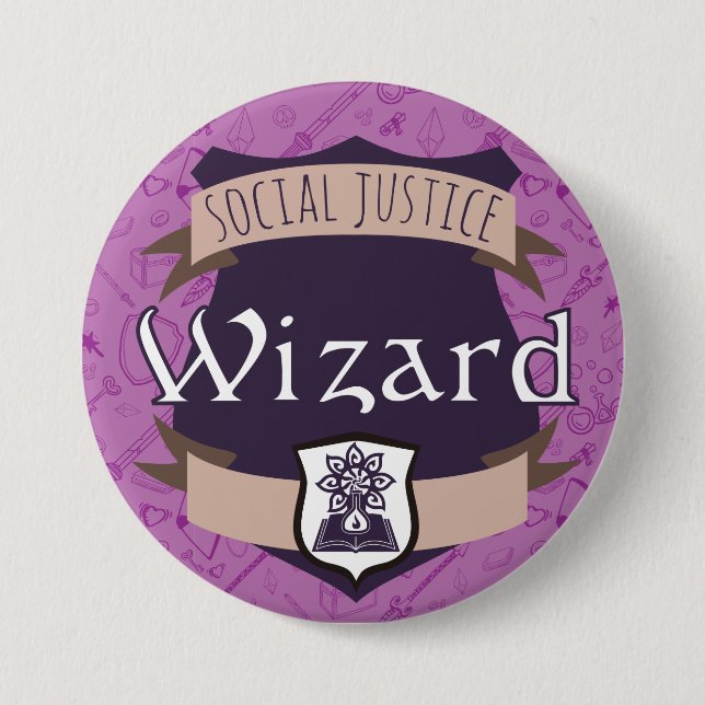 Social Justice Class Button: Wizard 3 Inch Round Button (Front)