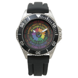Social Justice Rainbow Colours Word Art   Watch