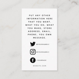 Social logos, black and white order insert Card.