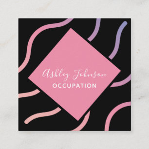 Social Media Add Logo QR Code Trendy Holographic  Square Business Card