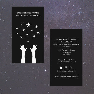 Social Media Aesthetician Skincare Hands Stars Fun Business Card