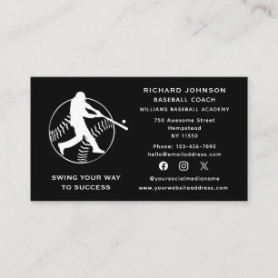 Social Media Baseball Coach Softball Instructor Business Card