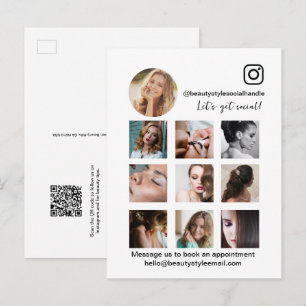 Social Media Beauty Salon Promotional with QR code Postcard
