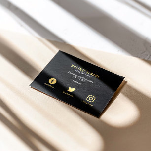 Social media Bold black and luxury gold  Business Card