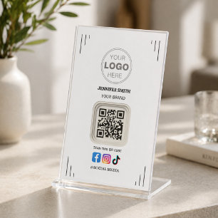 Social Media Business Card Instagram Facebook QR Pedestal Sign