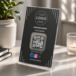 Social Media Business Card Instagram Facebook QR Pedestal Sign