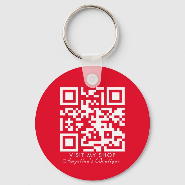 Social Media Business Logo QR Code Boutique Keychain (Front)