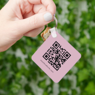 Social Media Business Logo QR Code Monogrammed Keychain