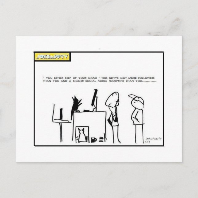 social media  cartoon postcard (Front)