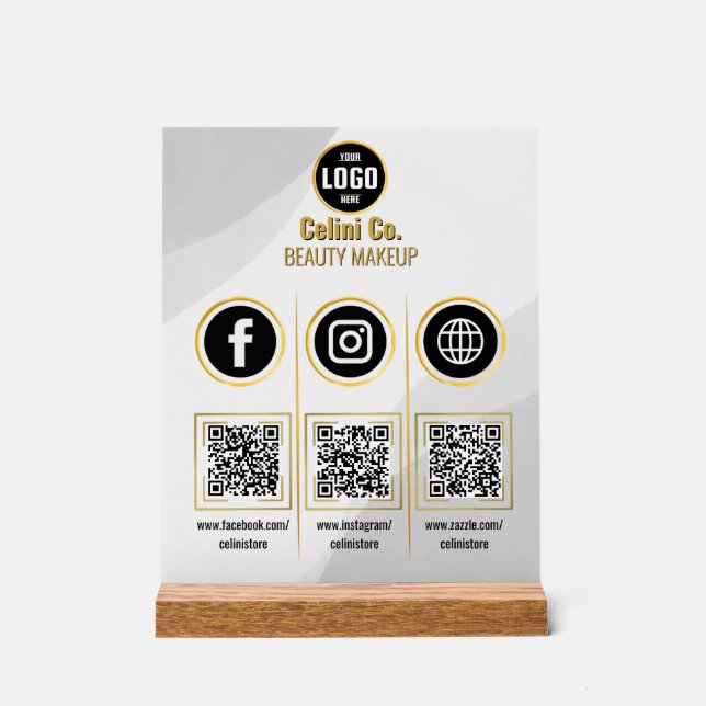 Social Media Code QR - Signal acrylique - Plate-fo (Recto)