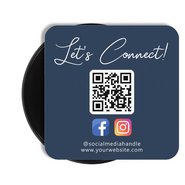 Social Media Connect With Us Custom Professional Square Business Card (Creator Uploaded)