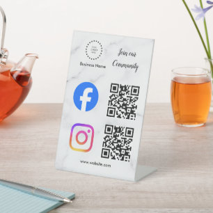 social media connect with us instagram facebook  pedestal sign
