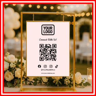 Social Media Connect With Us Instagram Pink QR Poster