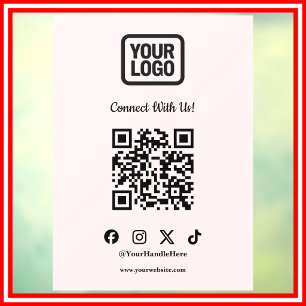 Social Media Connect With Us Instagram Pink QR Window Cling