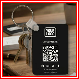 Social Media Connect With Us Instagram TikTok X QR Keychain
