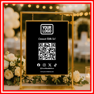 Social Media Connect With Us Instagram TikTok X QR Poster