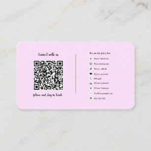 Social Media Connection QR Code Logo Salon  Business Card
